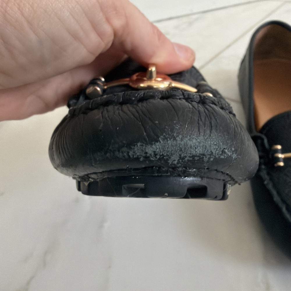 Coach Loafers Black Pebbled Leather Arlene Flat Driving Designer Shoes Women’s 8 - Picture 5 of 14